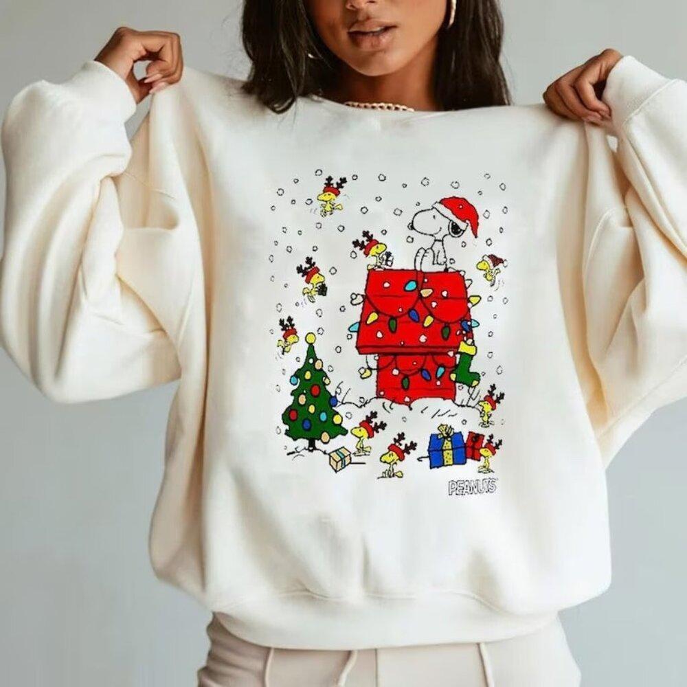 The Snoopy Christmas Sweatshirt White Festive Holiday Cozy Pullover